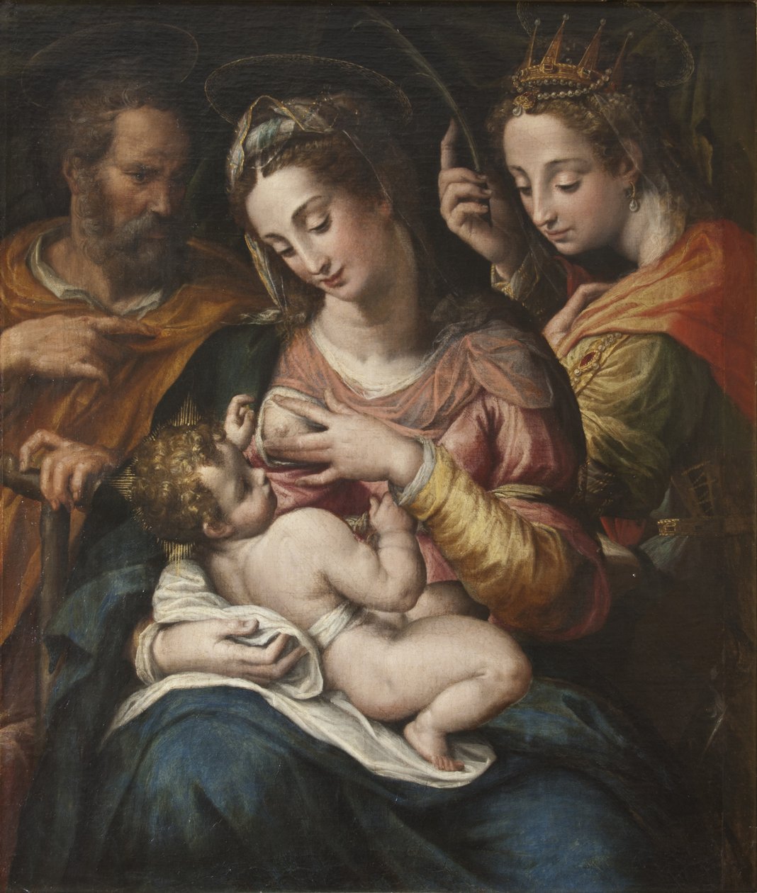 A Szent Család Szent Katalinnal, 1600 körül alkotó: Giulio Cesare Procaccini