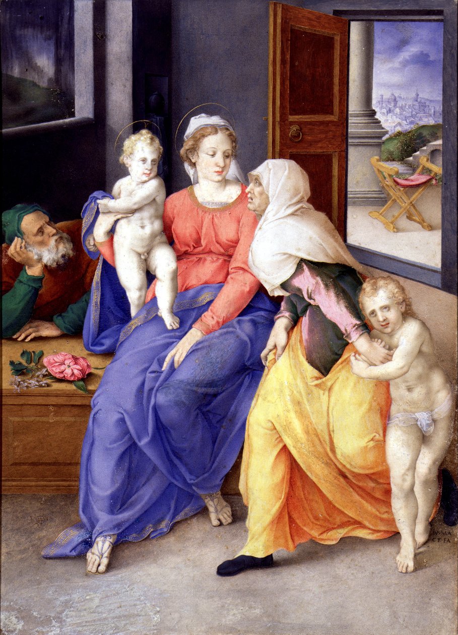 Szent Család Santa Isabel és San Juanito alkotó: Giulio Clovio