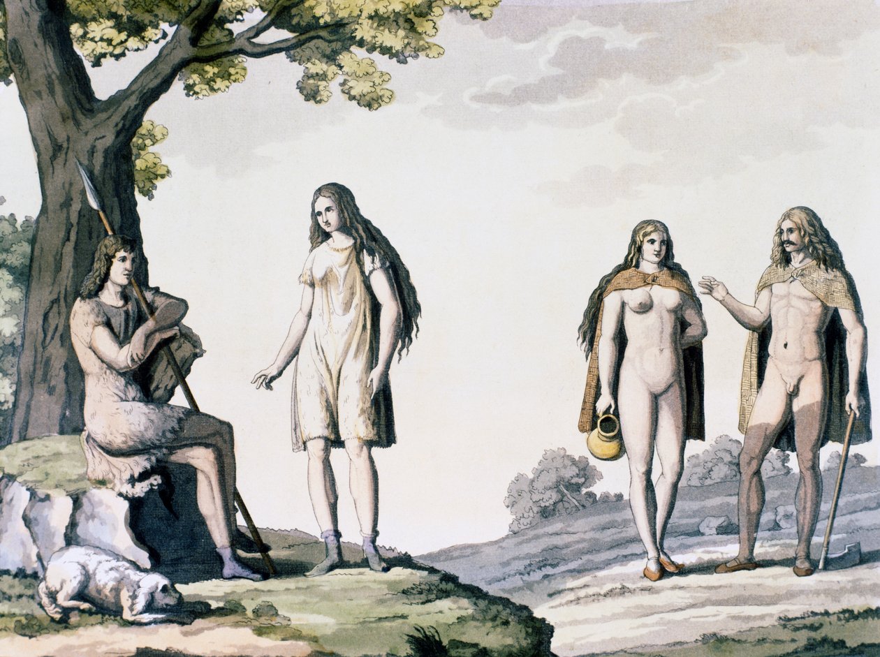Az ókori németek jelmezei, Giulio Ferrario (1767-1847) ókori és modern viseleteiből metszet alkotó: Giulio Ferrario