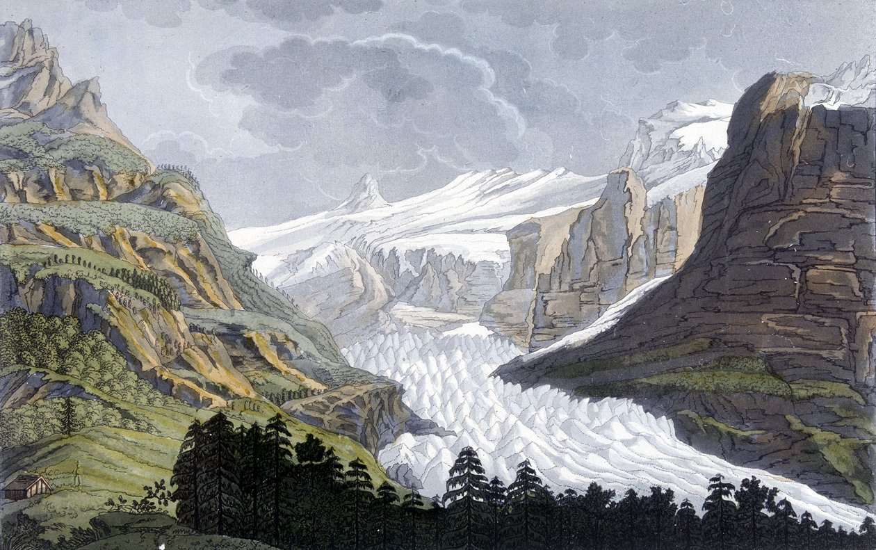 Grindelwald gleccse Svájcban – „Az ősi és modern viselet”-ben, Ferrario, szerk. Milano alkotó: Giulio Ferrario