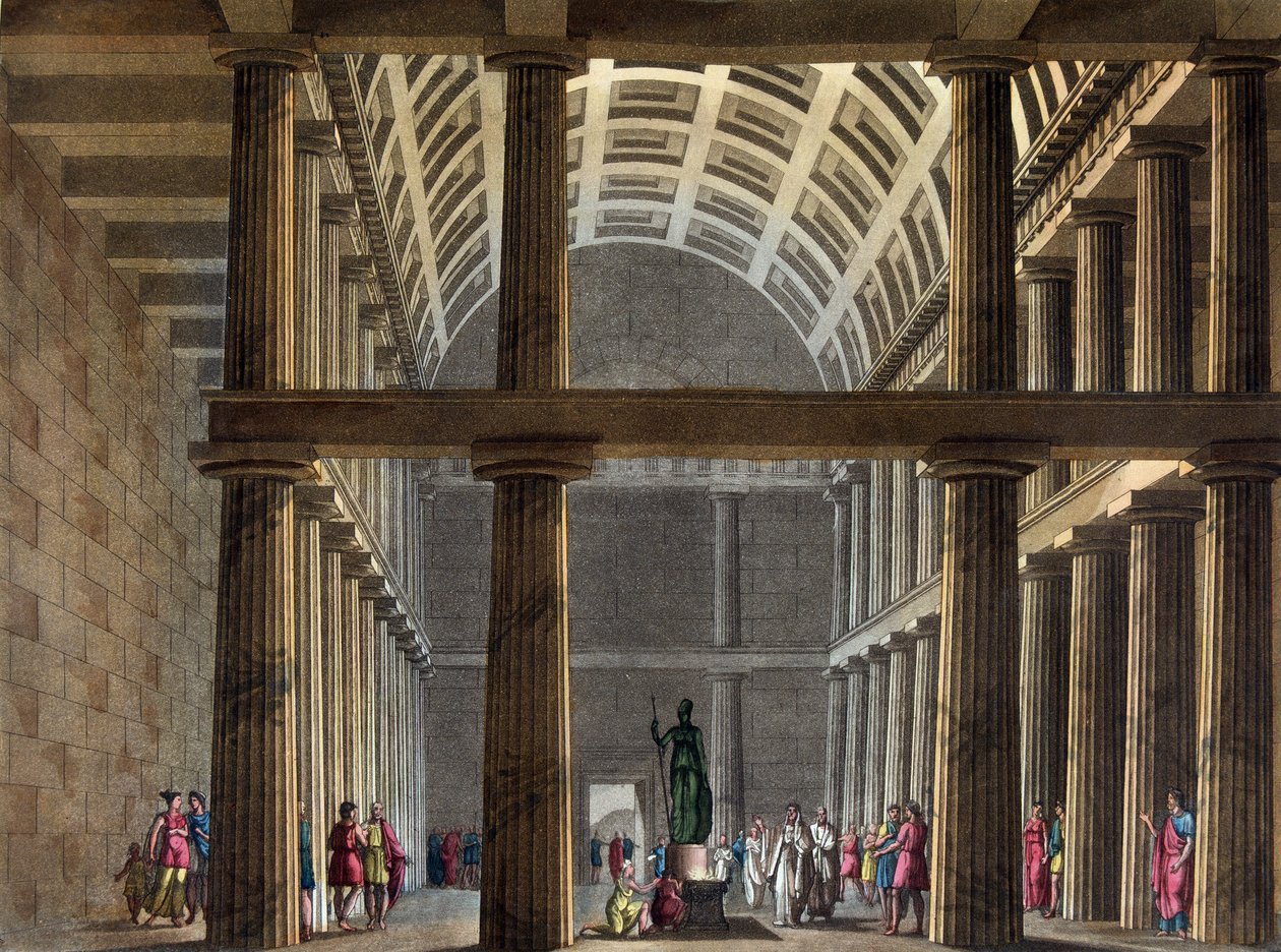 A Parthenon belseje, 19. század eleje – Jules Ferrario „A régi és modern jelmezben” alkotó: Giulio Ferrario