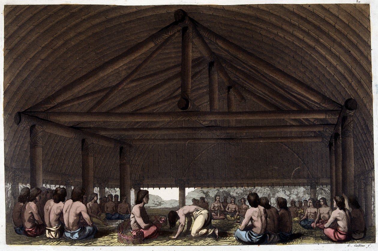 A Barátok szigetén (Tonga) Pulaho király a Kavát issza – Dr. Jules Ferrario „The Old and Modern Costume” című művében, szerk. Milánó alkotó: Giulio Ferrario