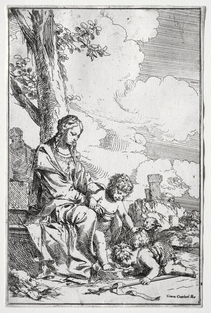 Szent Család a csecsemő Szent Jánossal alkotó: Giulio I Carpioni