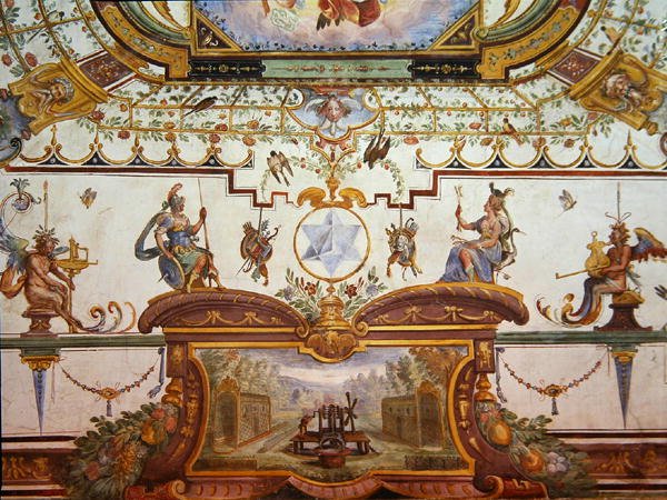 Mennyezeti panel a Stanzino delle Matemache-ból (freskó temperával) (lásd 254070 és 254072-3) alkotó: Giulio Parigi