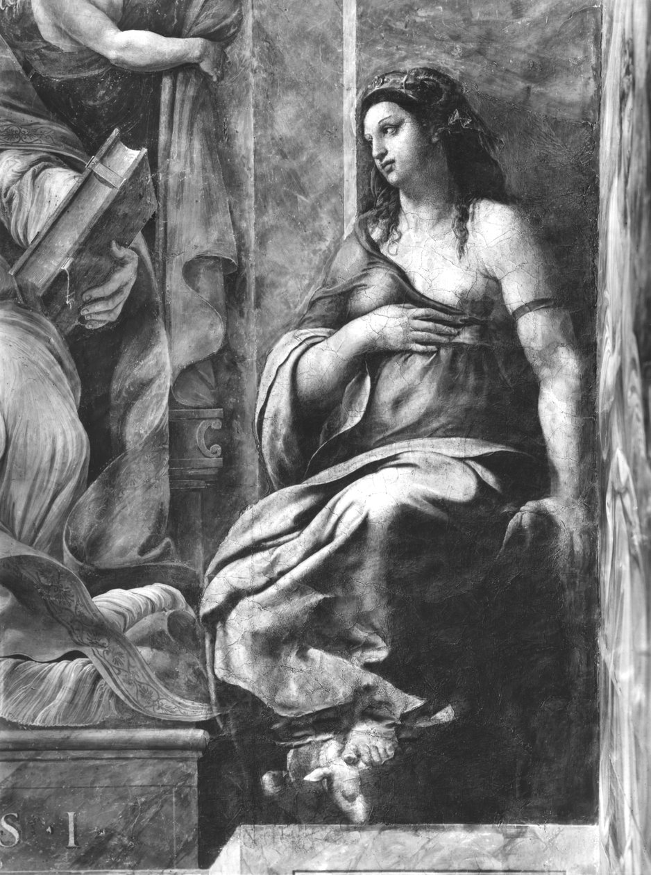 Clemency, az I. Szent Kelemen pápát körülvevő két erény egyike (1-97) Raphael Rooms (részlet) (lásd még: 252786, 252787, 252789) alkotó: Giulio Romano