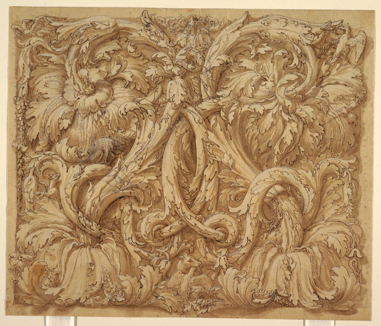 Acanthus Rinceaux dizájn állatokkal és madarakkal alkotó: Giulio Romano
