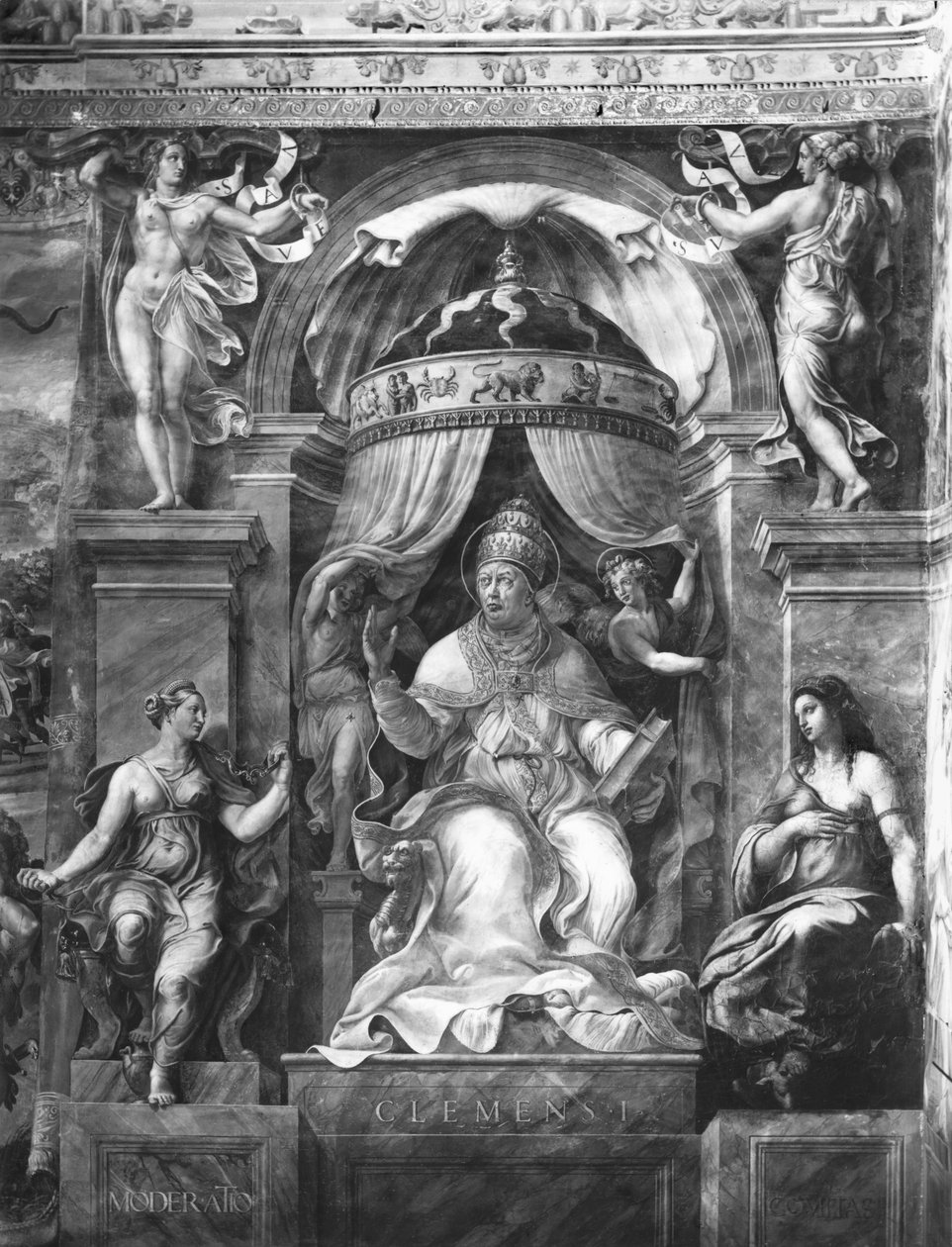 I. Kelemen pápa (1-97) Moderation és Clemency között, Raphael Rooms (lásd még: 252787, 252788, 252789) alkotó: Giulio Romano