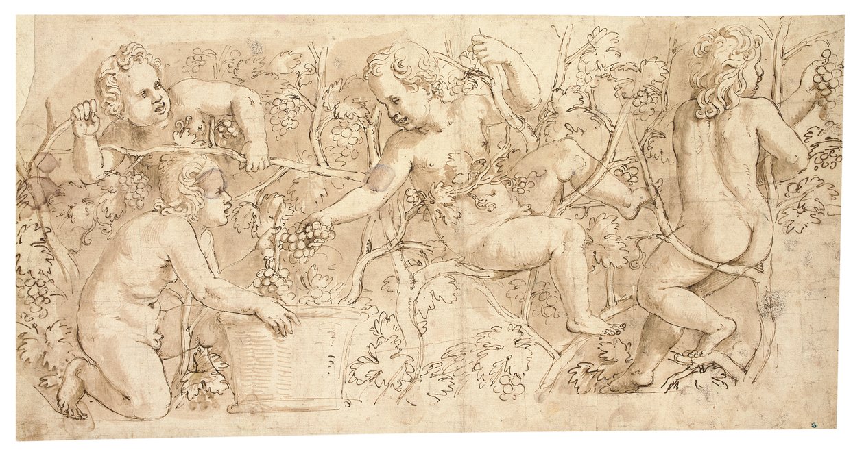 Putti szőlőszedés: frízhez való design alkotó: Giulio Romano