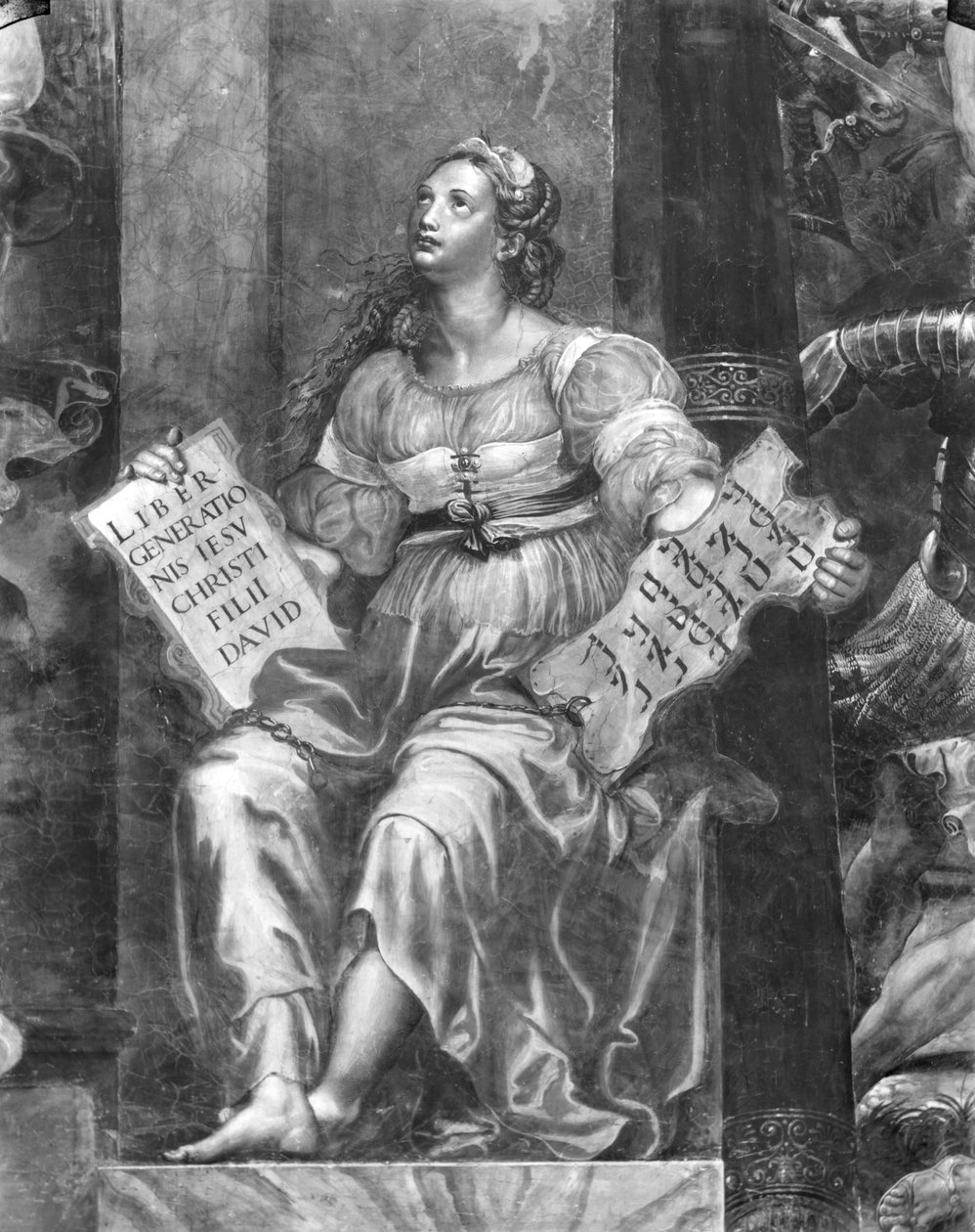 Vallás, az I. Szilveszter pápa (314-35) Raphael Rooms körüli két allegorikus alak egyike (részlet) (lásd még: 252792 és 252793) alkotó: Giulio Romano
