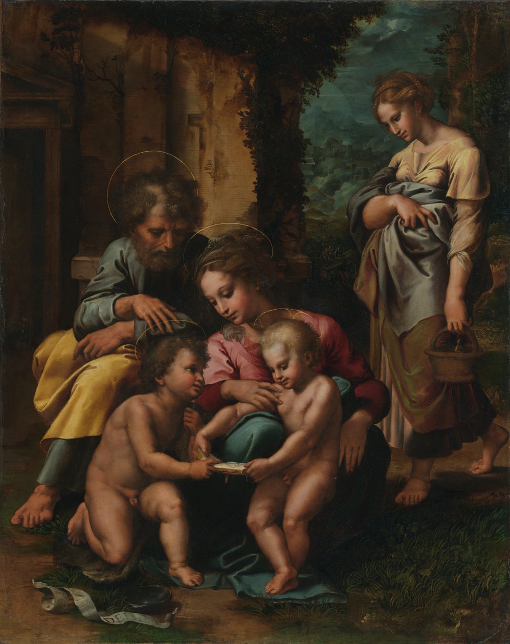A Szent Család, 1520-23 körül (olaj, tábla) alkotó: Giulio Romano