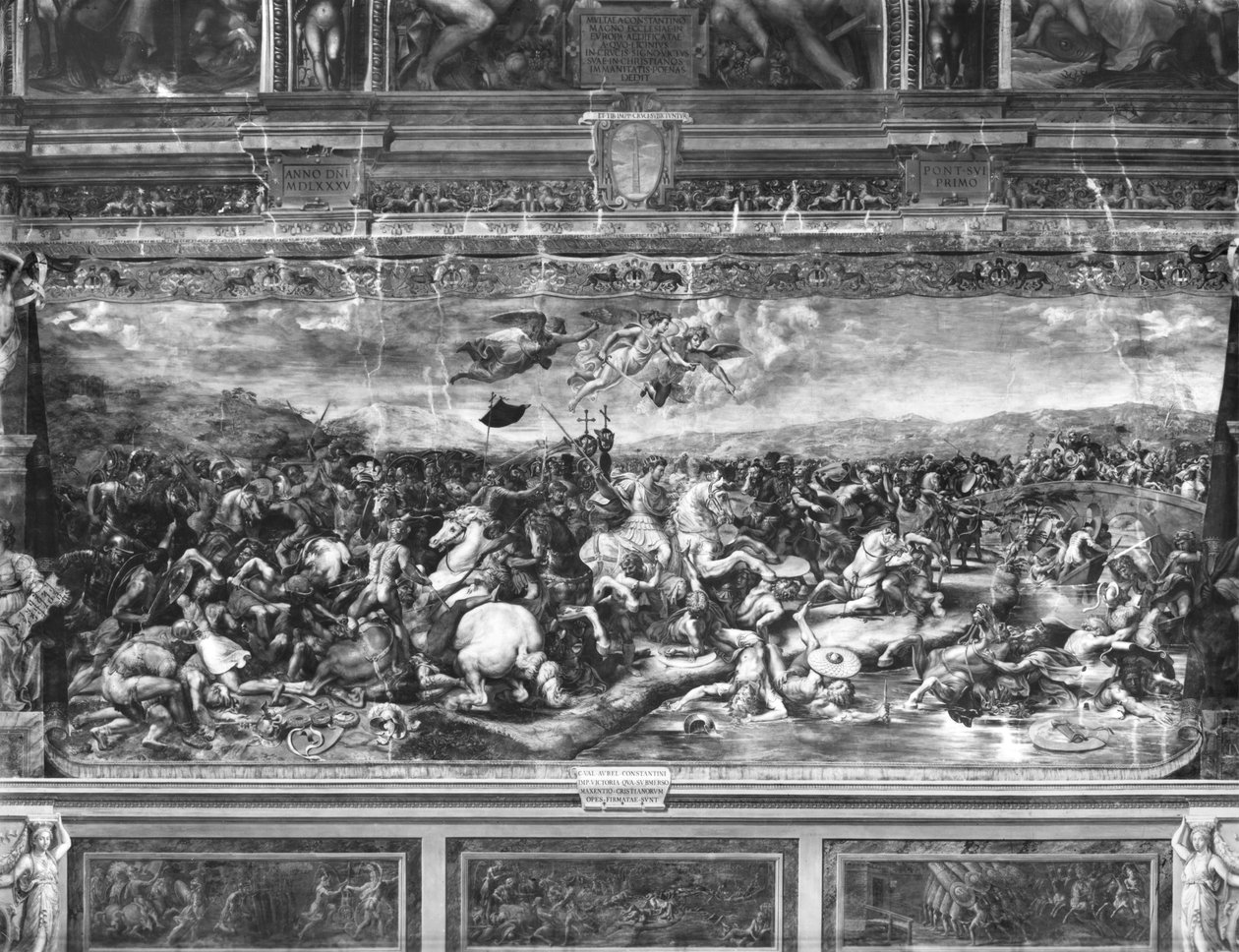 Constantine csata a Sala di Costantino-ból, Raphael Rooms (lásd még: 252778) alkotó: Giulio Romano