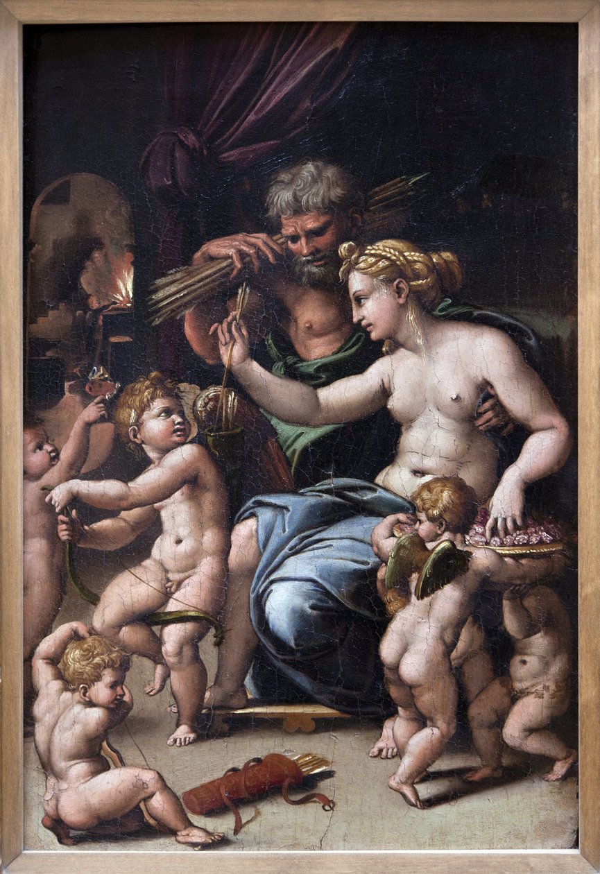 Vénusz és Vulkán (olaj, vászon) alkotó: Giulio Romano