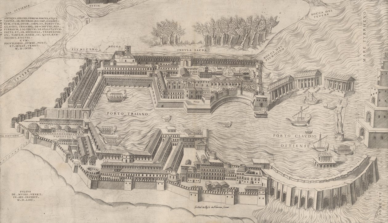 Kilátás a római kikötőre, 1554., 1554 alkotó: Giulio de Musi