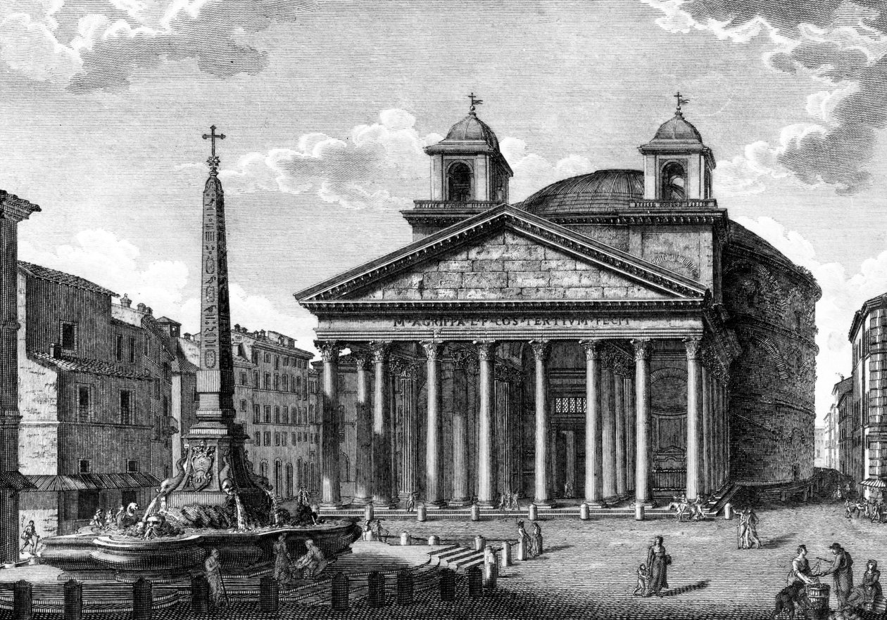 Kilátás a Pantheonra, Róma, 1810 körül alkotó: Giuseppe Acquaroni