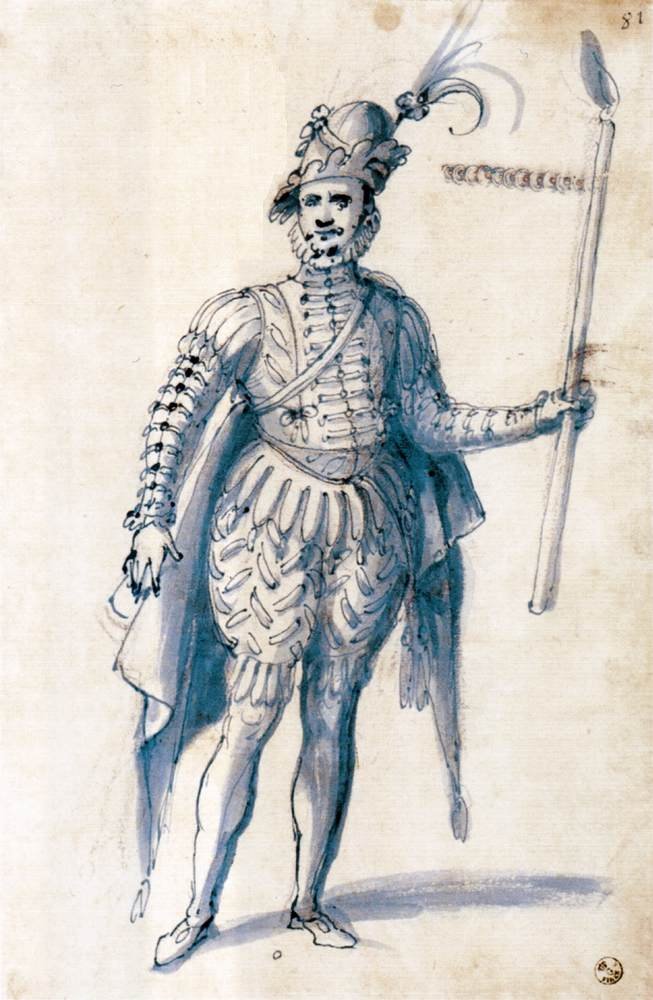 Jelmezrajz férfi alaknak fáklyával alkotó: Giuseppe Arcimboldo