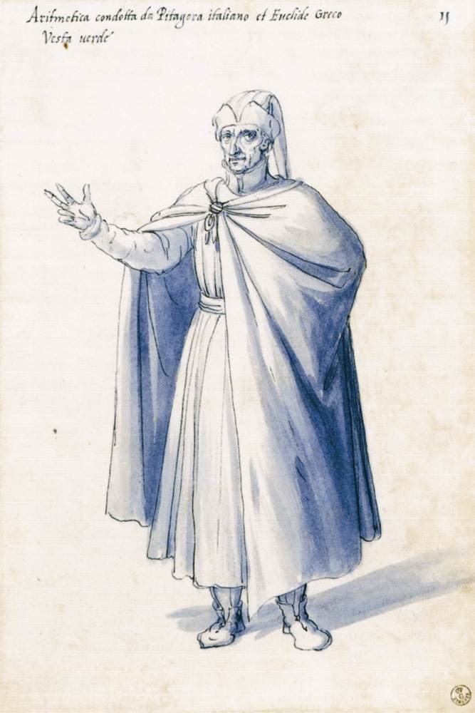 Az aritmetika allegorikus alakjának jelmeze alkotó: Giuseppe Arcimboldo