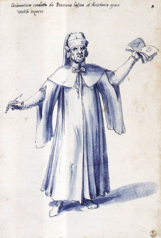 A nyelvtan allegorikus alakjának jelmeze alkotó: Giuseppe Arcimboldo