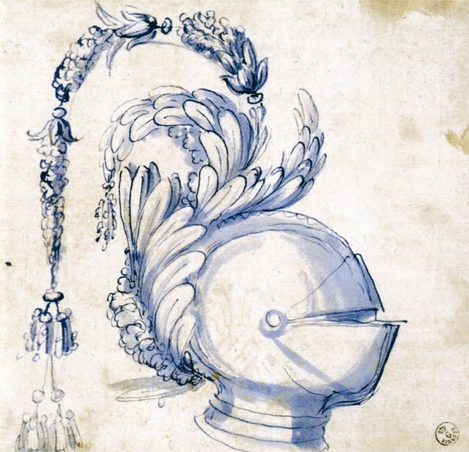 Vázlat egy látott sisakhoz alkotó: Giuseppe Arcimboldo