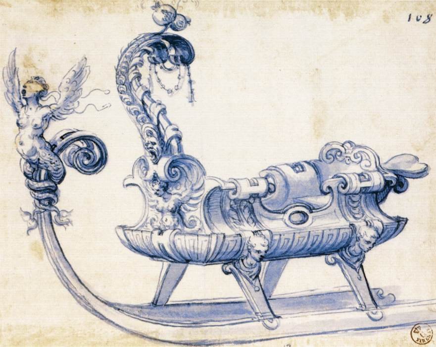 Vázlat egy szánhoz alkotó: Giuseppe Arcimboldo