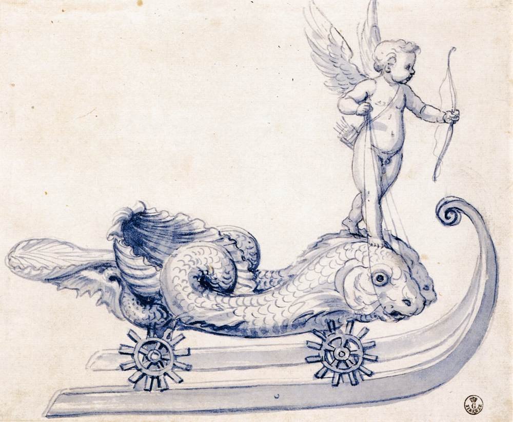 Vázlat egy szánhoz figurákkal alkotó: Giuseppe Arcimboldo