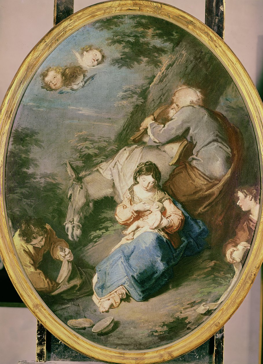 Pihenés az egyiptomi repülés alatt, 1740 körül alkotó: Giuseppe Bazzani