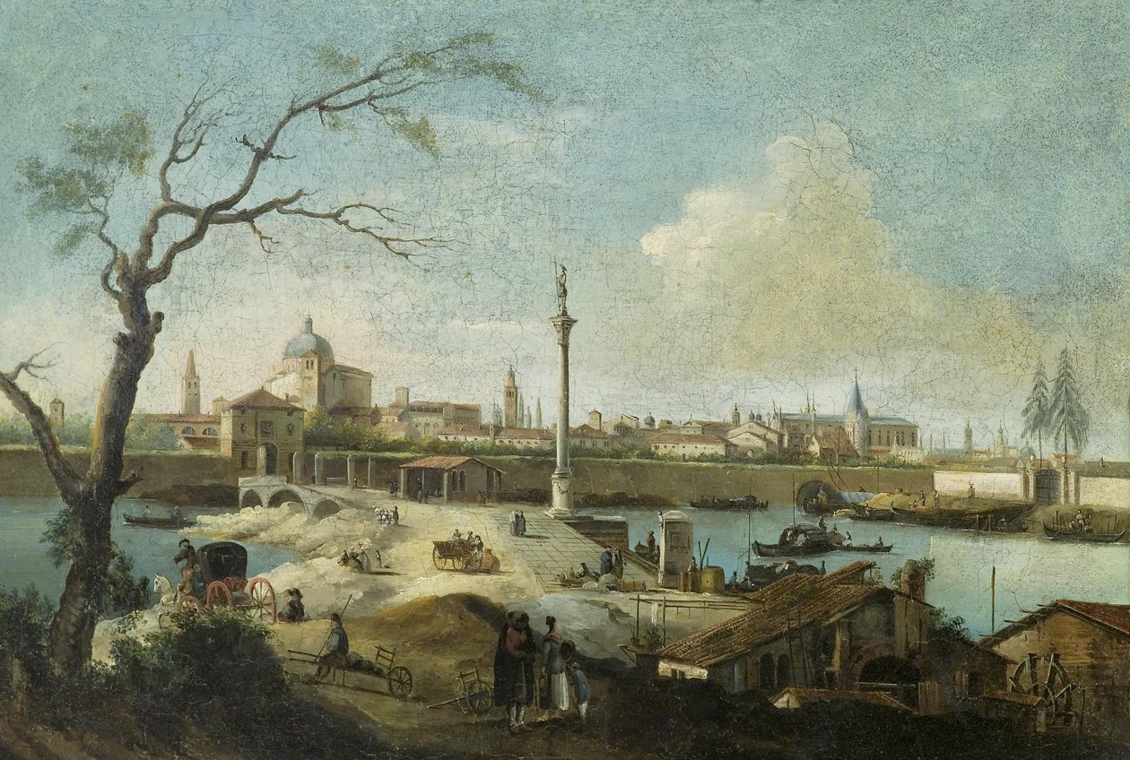 Capriccio Padovára néző kilátással alkotó: Giuseppe Bernardino Bison