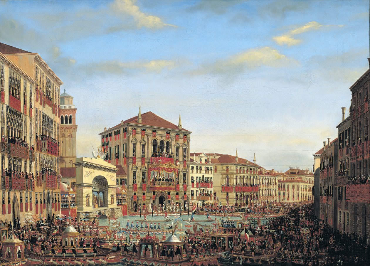 I. Napóleon (1769-1821) egy velencei regatta elnöke, 1807 alkotó: Giuseppe Borsato