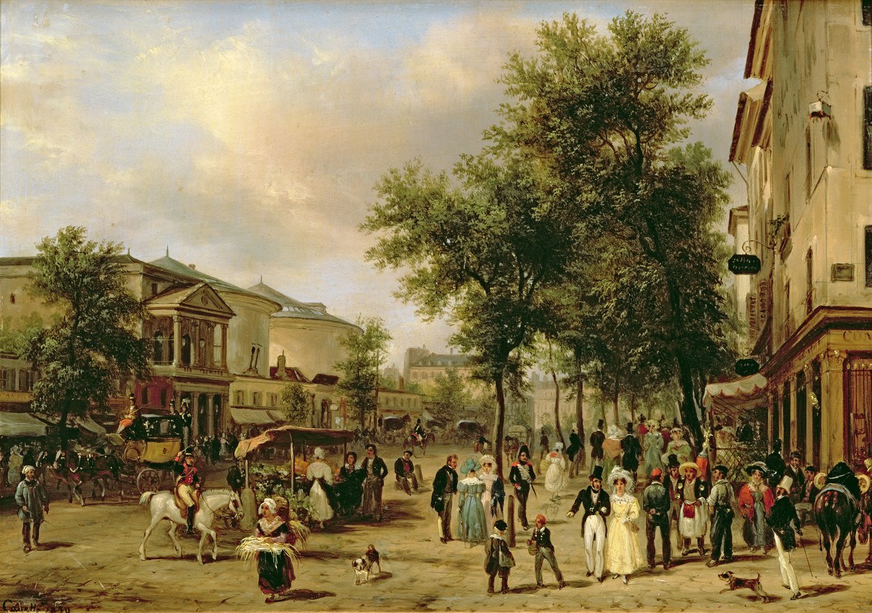 Kilátás a Boulevard Montmartre-ra, Párizs, 1830 alkotó: Giuseppe Canella