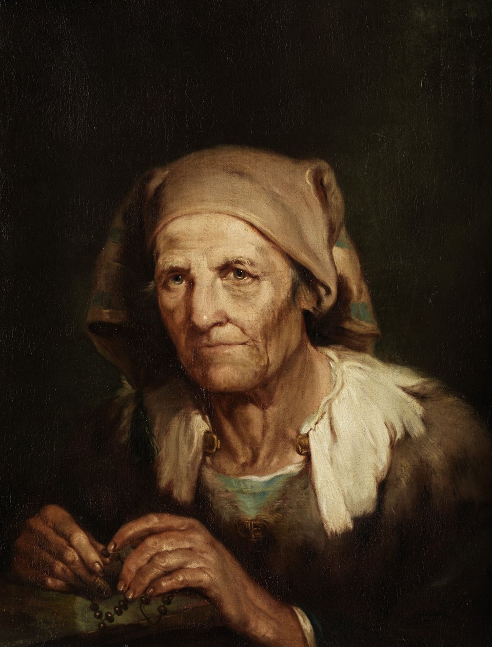 Egy öregasszony portréja. alkotó: Giuseppe Nogari