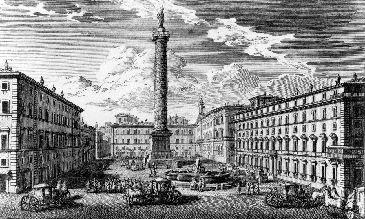 Kilátás a Piazza Colonnára, Róma, 1752 alkotó: Giuseppe Vasi