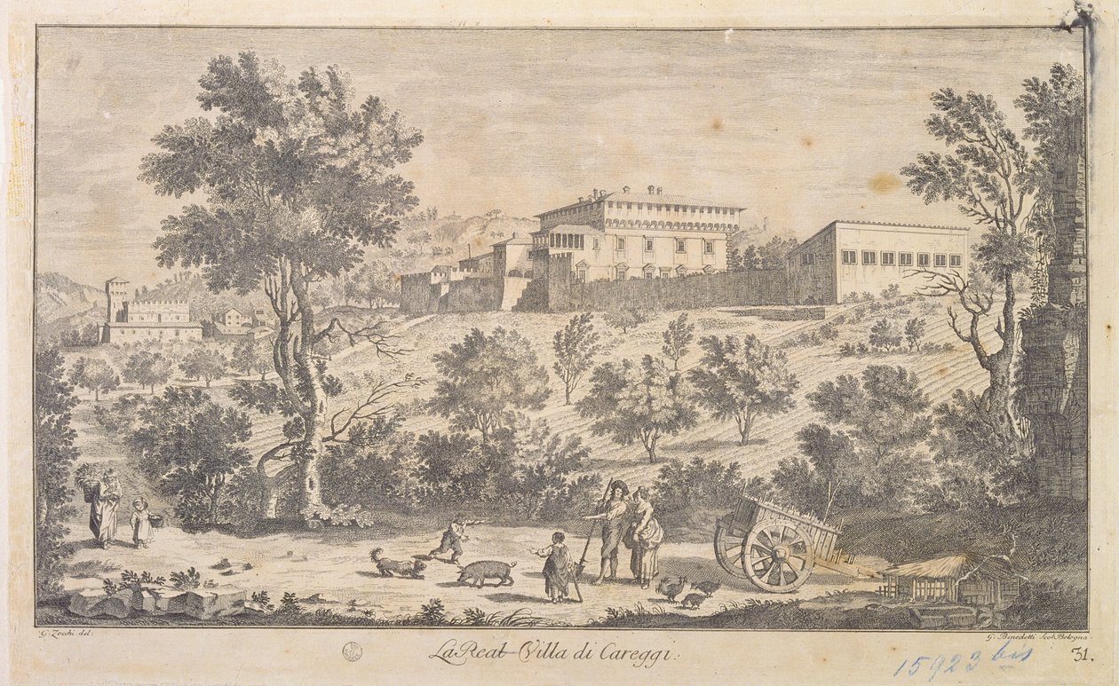 A Villa Careggi, metszett G. Benedetti alkotó: Giuseppe Zocchi