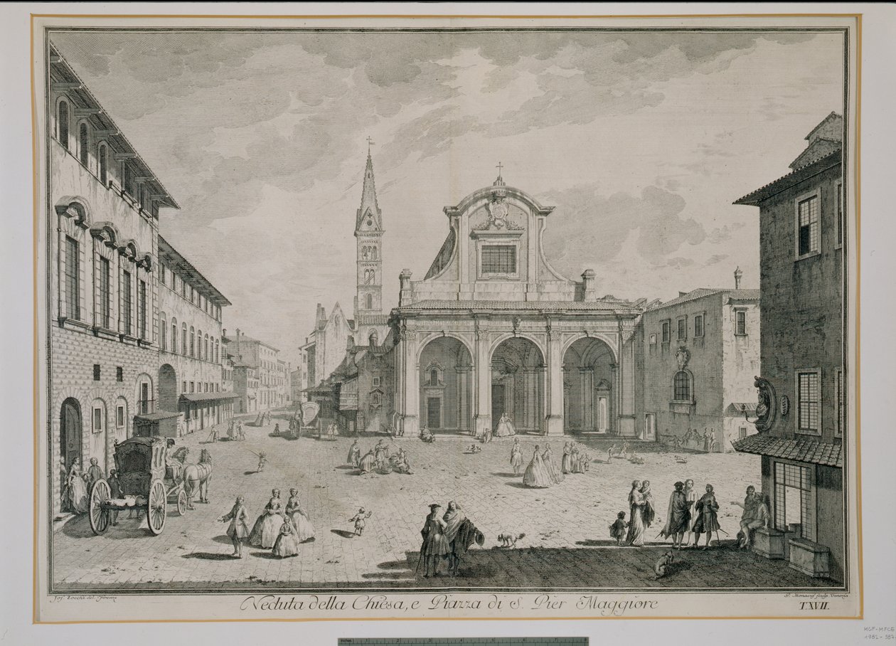 A San Pier Maggiore templom látképe, Firenze alkotó: Giuseppe Zocchi