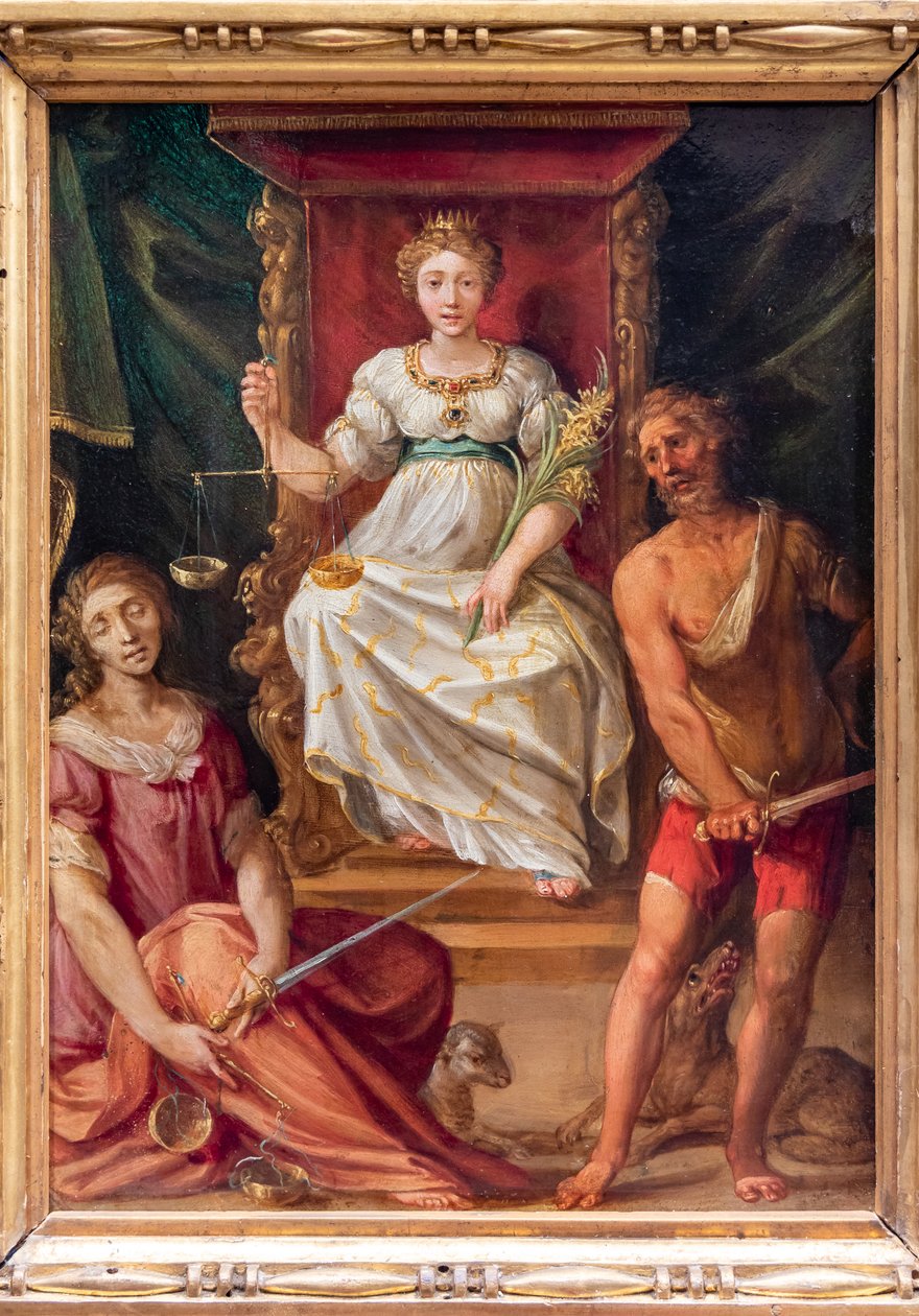 Igazságosság (vagy méltányosság), igazságtalansággal és kontraszttal alkotó: follower of Giuseppe Cesari
