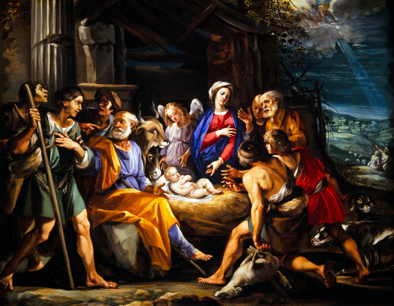 A Pásztorok imádása (olaj, réz) alkotó: Giuseppe (1568 1640) Cesari