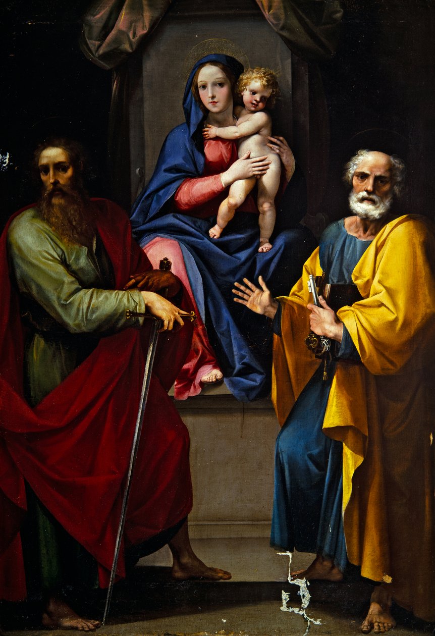 Madonna és gyermek Szent Pállal és Szent Péterrel (olaj, vászon) alkotó: Giuseppe (1568 1640) Cesari
