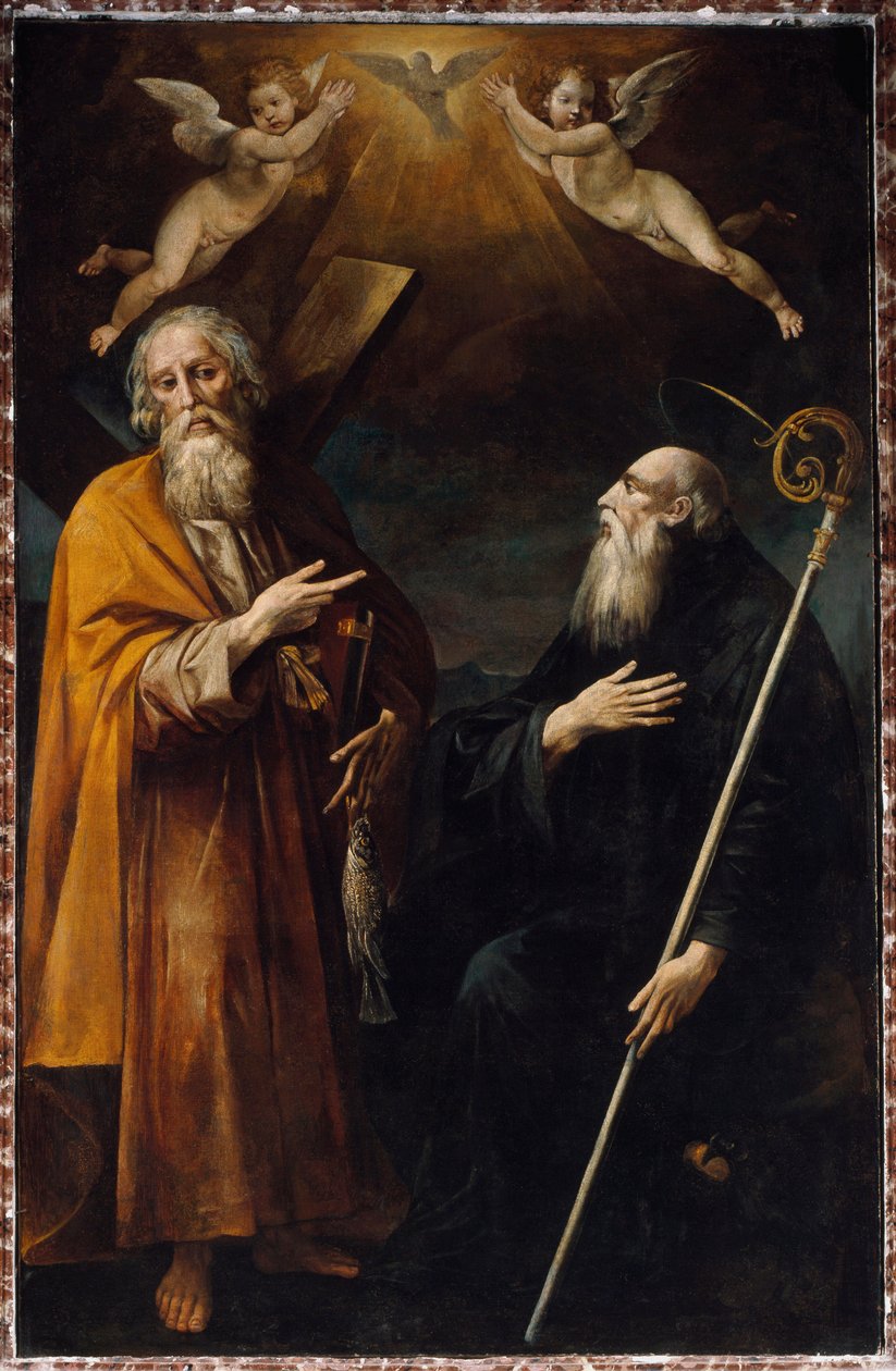 Szent András és Nursie-i Szent Benedek ábrázolása (festmény alkotó: Giuseppe Cesari