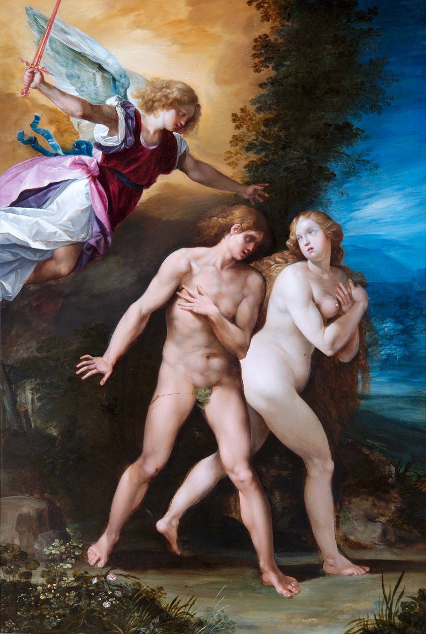 A Kiűzetés a Paradicsomból, 1600-40 körül (olaj, réz) alkotó: Giuseppe (1568 1640) Cesari