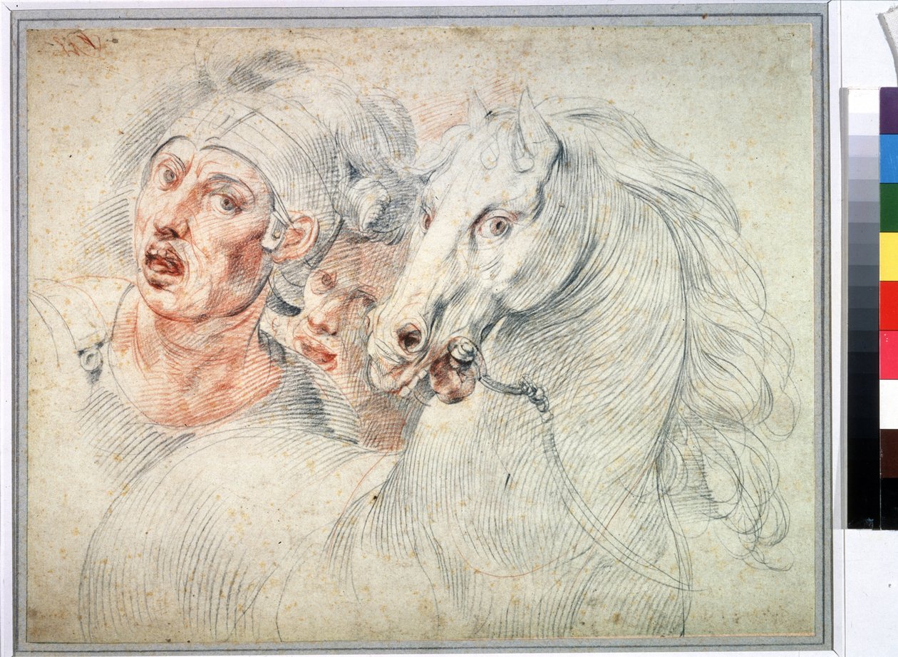 Tanulmány a lóról és a két katonáról. Giuseppe Cesari Sanguine (1568-1640) 17. századi Puskin Múzeum, Moszkva alkotó: Giuseppe Cesari