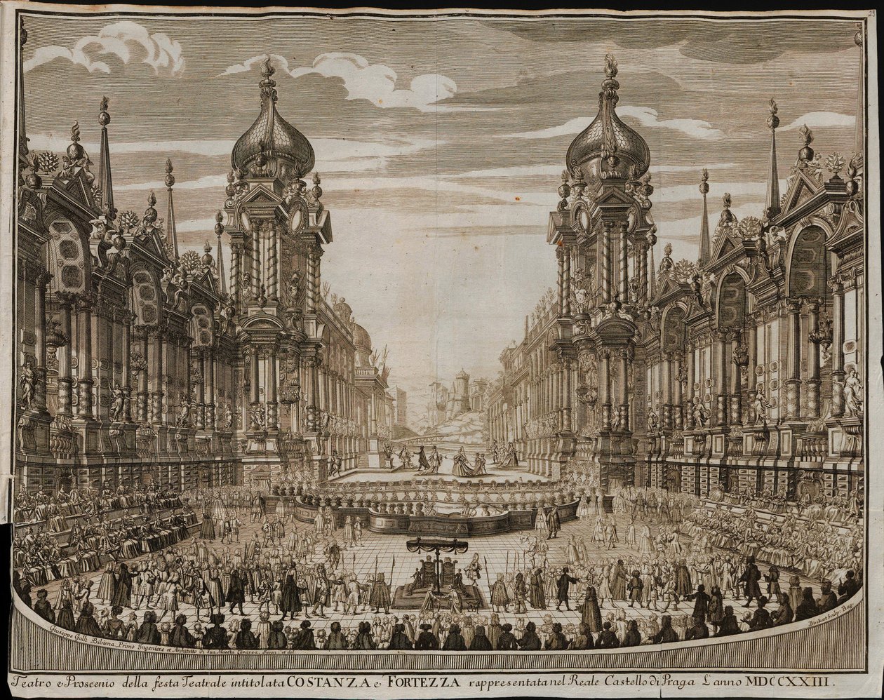A Konstanzi Opera és Erőd a prágai várban augusztus 28-án alkotó: Giuseppe Bibiena