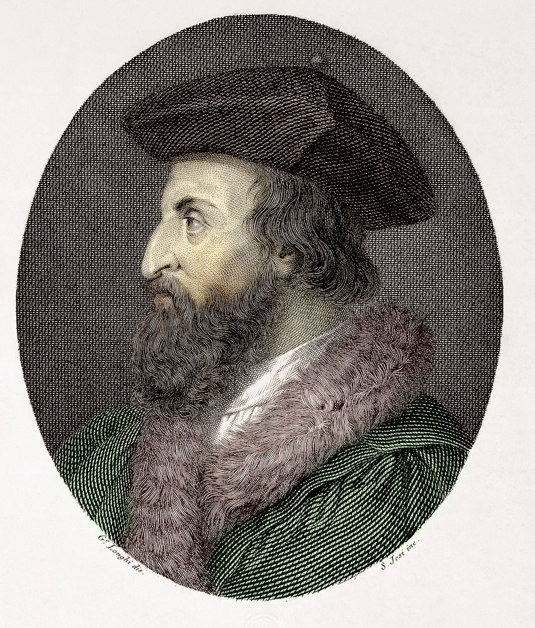 Girolamo Fracastoro olasz orvos, költő és humanista portréja (Hieronymus Fracastorius vagy Jerome Fracastor) (1478/83-1553) Metszet Magángyűjtemény alkotó: Giuseppe (after) Longhi