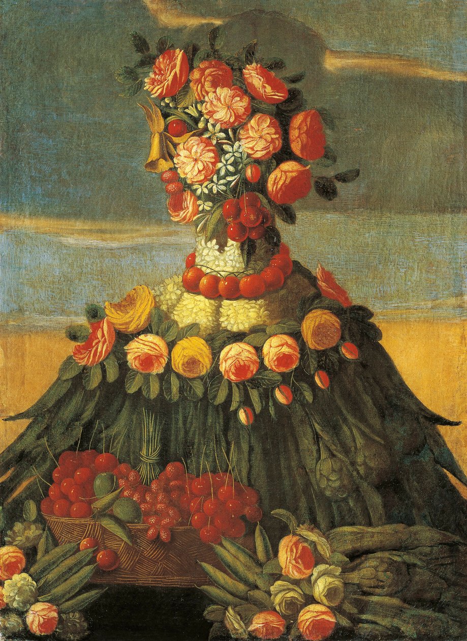 Olaszország, Firenze, a tavasz, kosár cseresznye virággal alkotó: Giuseppe (follower of) Arcimboldo