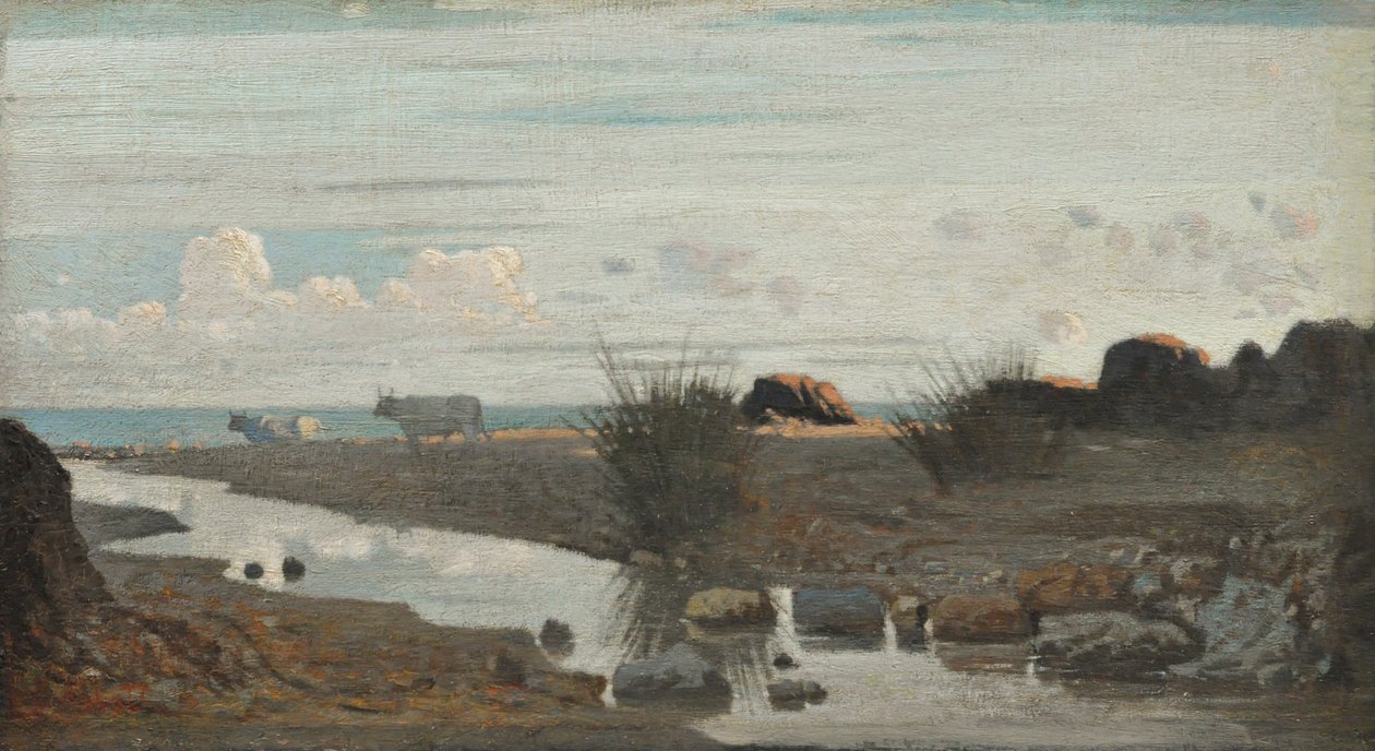 Lido legelésző ökrökkel, 1862-63 körül (olaj, tábla) alkotó: Giuseppe Abbati