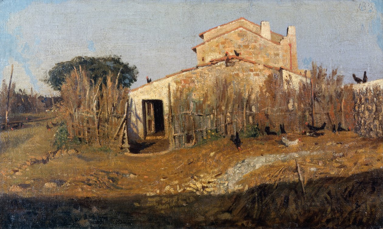 Diego Martelli háza, Giuseppe Abbati (1836-1868), olaj, vászon, 25x42 cm alkotó: Giuseppe Abbati