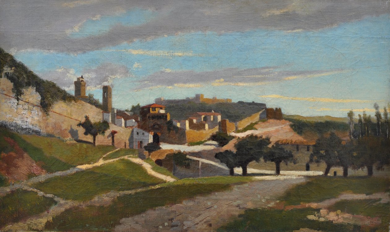 San Gimignano falai, 1862 körüli (olaj, vászon) alkotó: Giuseppe Abbati