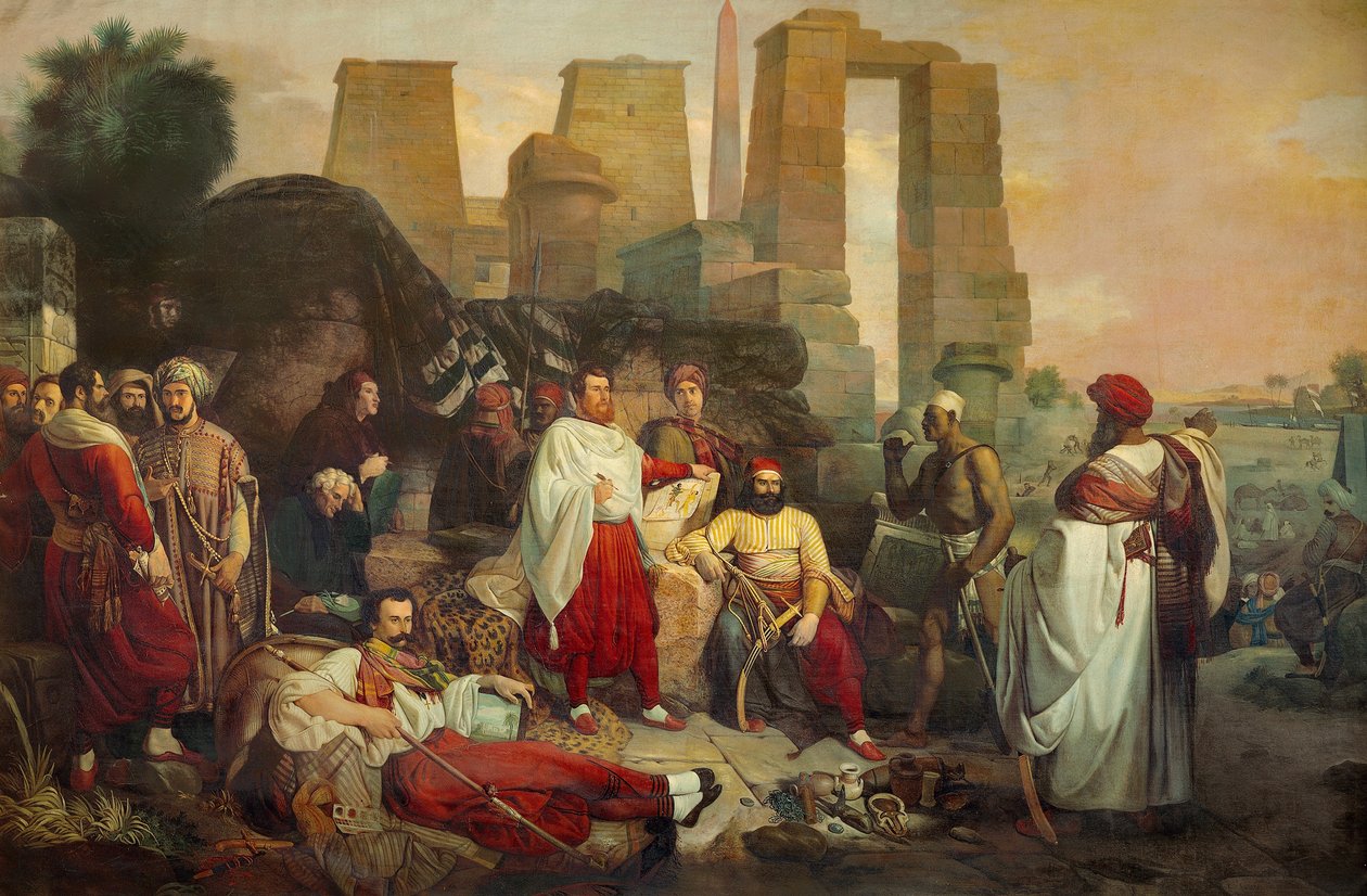 A francia-toszkán régészeti expedíció Egyiptomba (olaj, vászon) alkotó: Giuseppe Angelelli