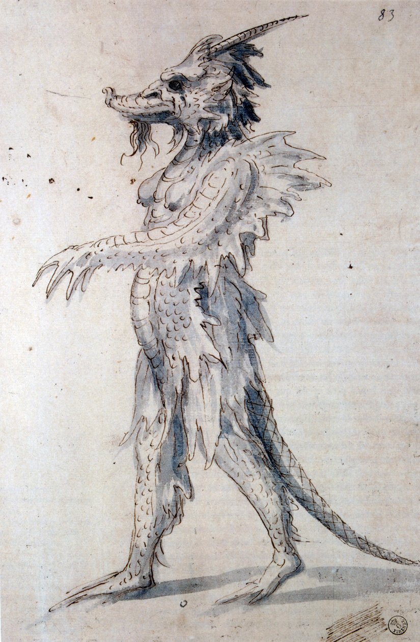 Jelmezterv egy sárkány jelmezhez, XVI. század alkotó: Giuseppe Arcimboldi