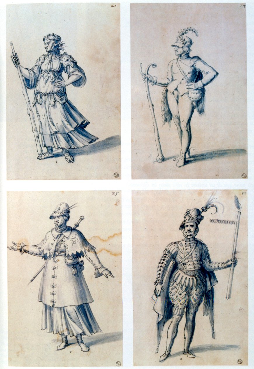 Jelmeztervek allegorikus szereplők számára, 16. század alkotó: Giuseppe Arcimboldi