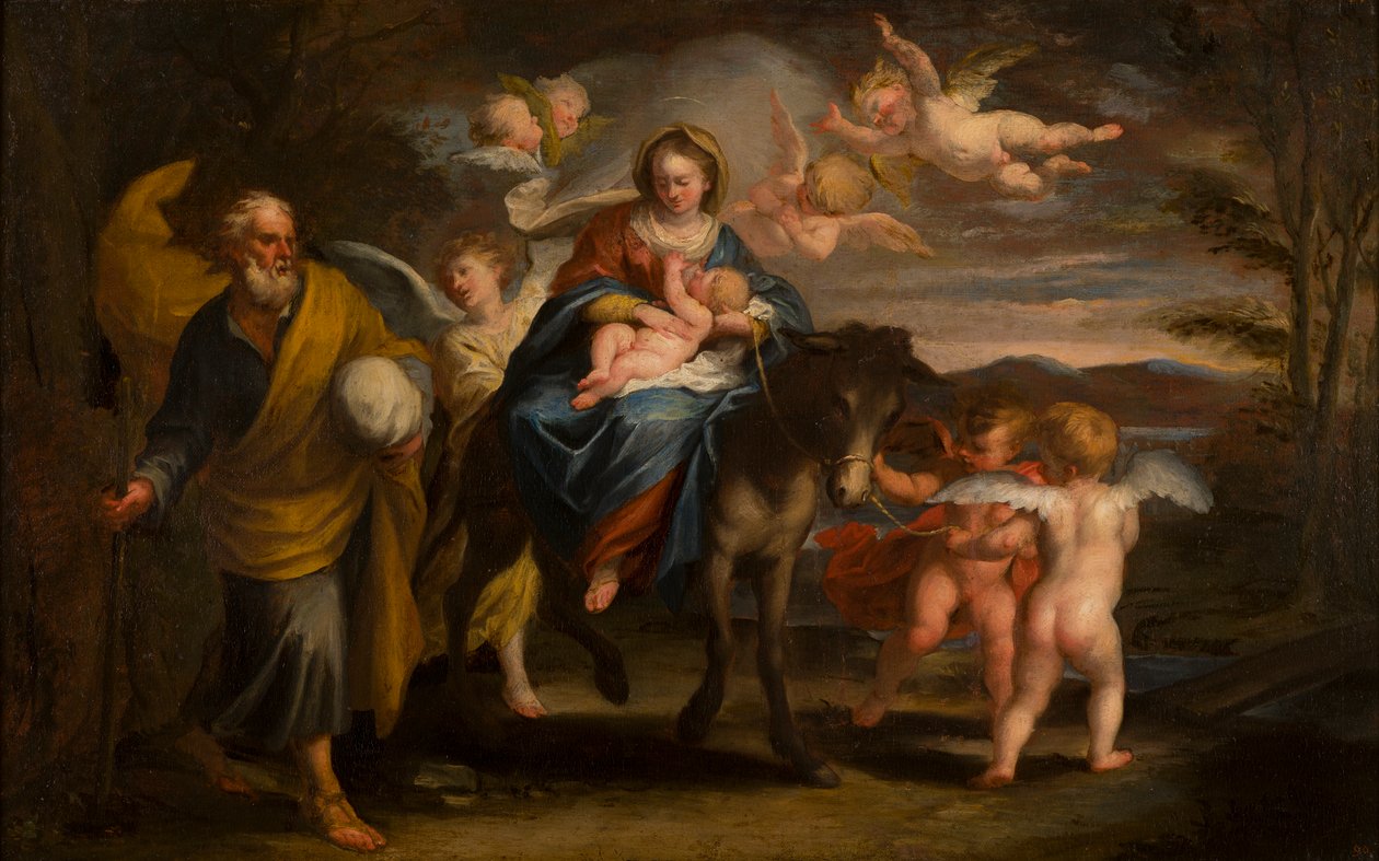 Repülés Egyiptomba, 1608-57 körül (olaj, vászon) alkotó: Giuseppe Badaracco