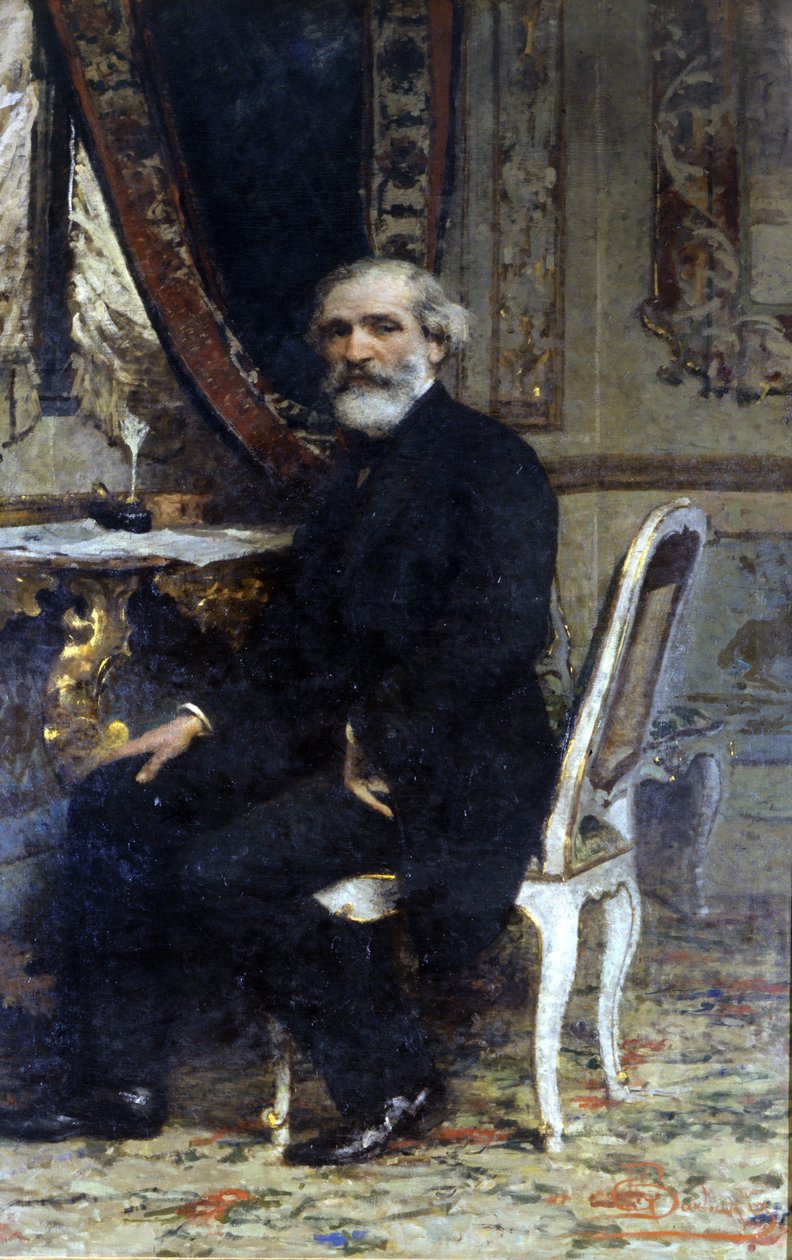 Giuseppe Verdi olasz zeneszerző (1813-1901) portréja. Barbaglia festmény. Grand Hotel és Milánó alkotó: Giuseppe Barbaglia