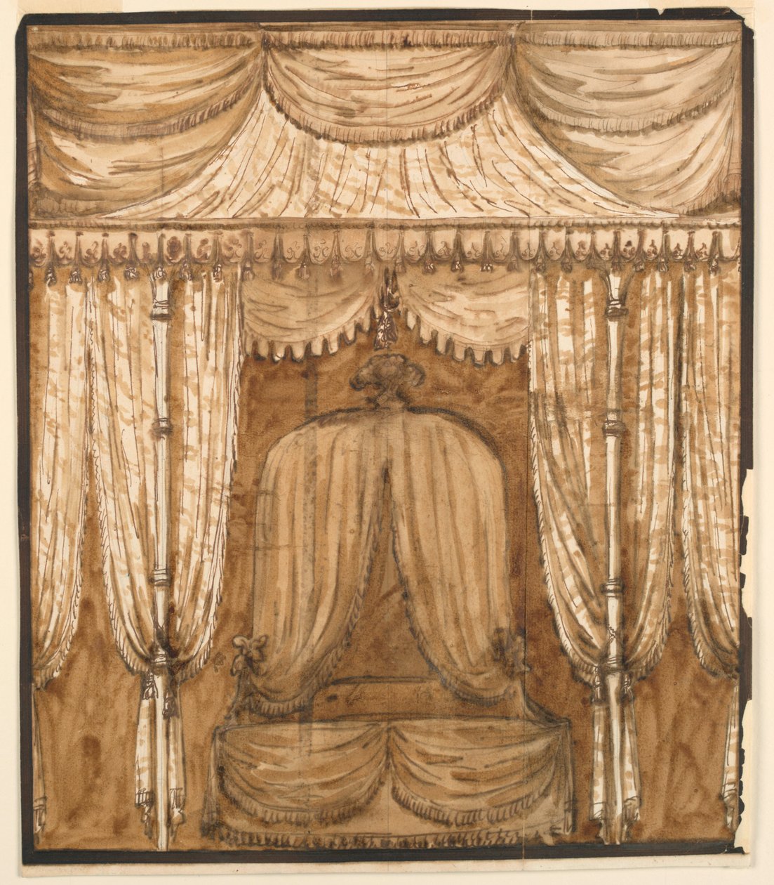 Rajz, Egy ágyfülke emeletrajza, 1790 körül. alkotó: Giuseppe Barberi